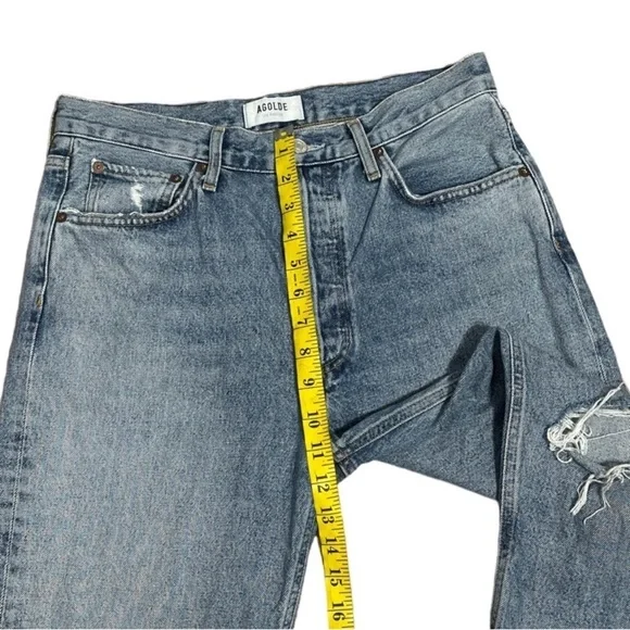AGOLDE Riley High Rise Straight Crop Jeans in Distressed Escalate Wash Size 28 - Picture 3 of 12